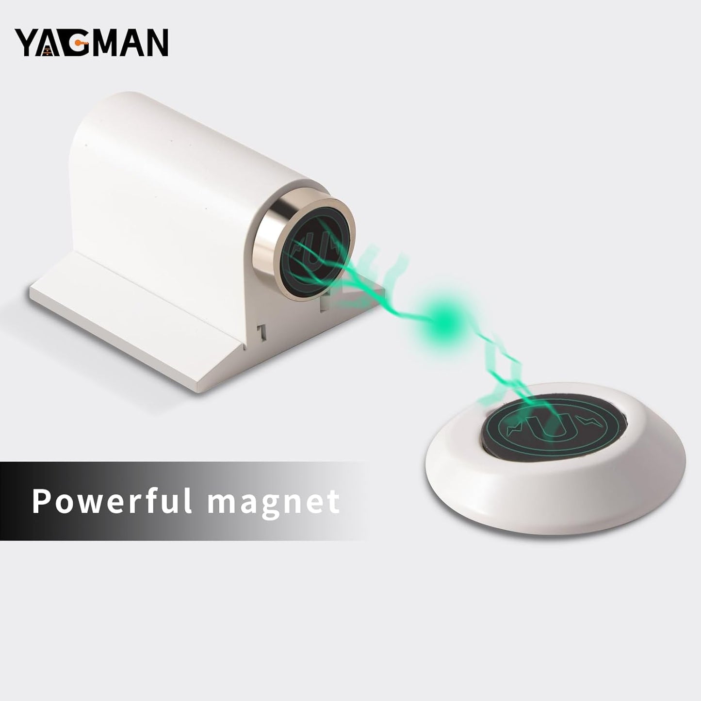 2 Pack Magnetic Door Stoppers Retractable Bottom of Door Holder No Drilling Mount Floor Door Stop with Screws and Adhesive Catch Door Keep Door Open White WT-2