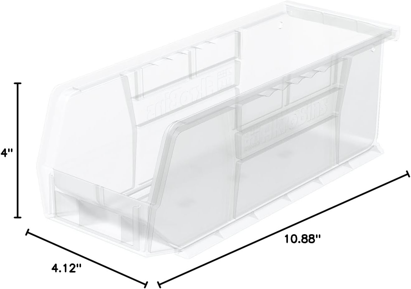 Akro-Mils 30224 AkroBins Plastic Storage Bins, Space-Saving Stackable Bins for Garage, Pantry, Craft Organization, 11" L x 4" W x 4" H, Clear, 12-Pack