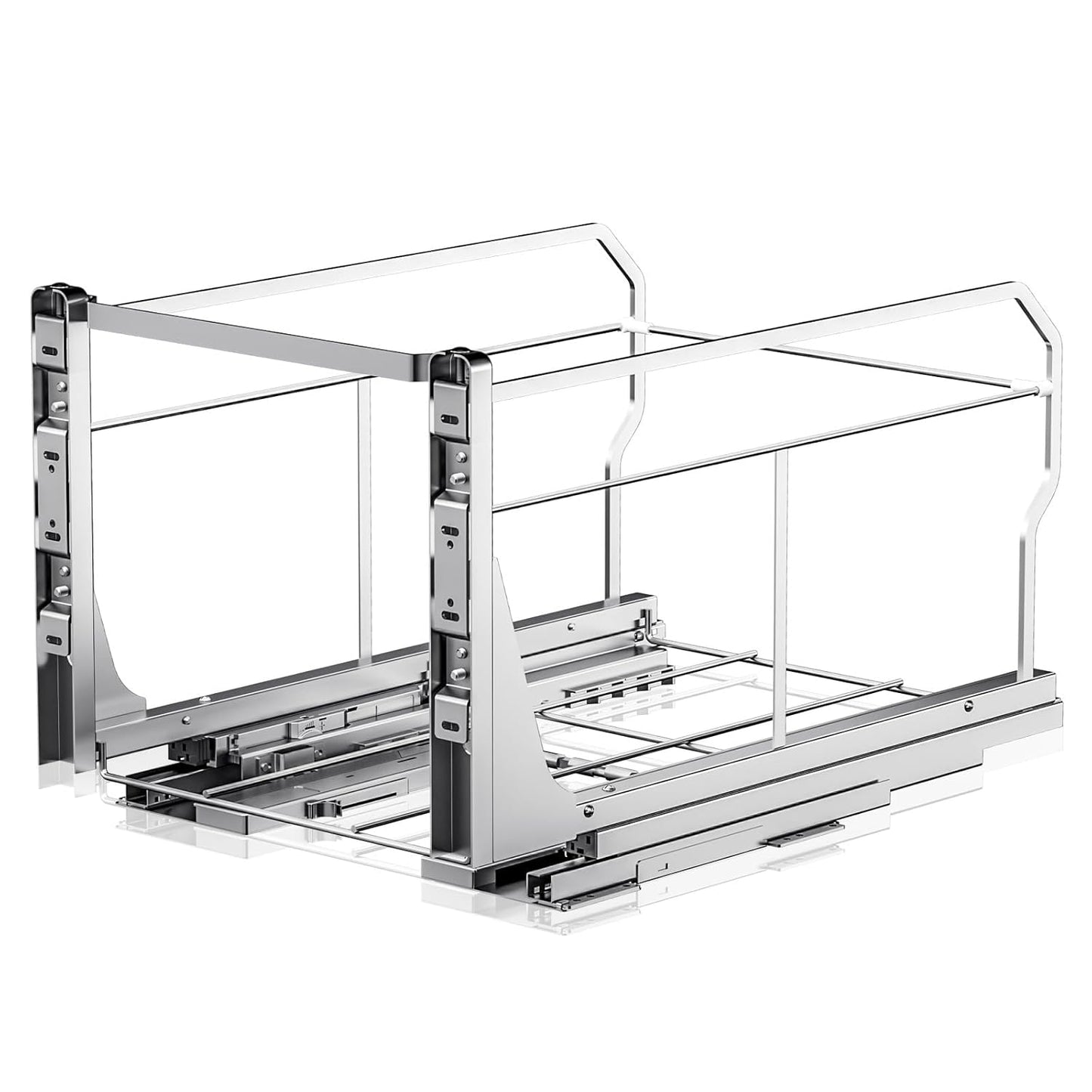 Insputer Double Pull Out Trash Can Under Cabinet with Push to Open Slides, Heavy Duty Under Sink Garbage Can Kit for Kitchen, Not Include Bin, Require 18" W X 24" D Cabinet, has Installation Video