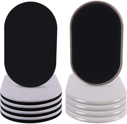 Ezprotekt 8 Pack Reusable Large Furniture Movers Sliders for Carpet and Hardwood Floors, 9-1/2" x 5-3/4" Oval Heavy Duty 4 Pcs Felt Sliders Hard Surfaces - 4 Pcs Plastic Furniture Pad Carpet (Beige)