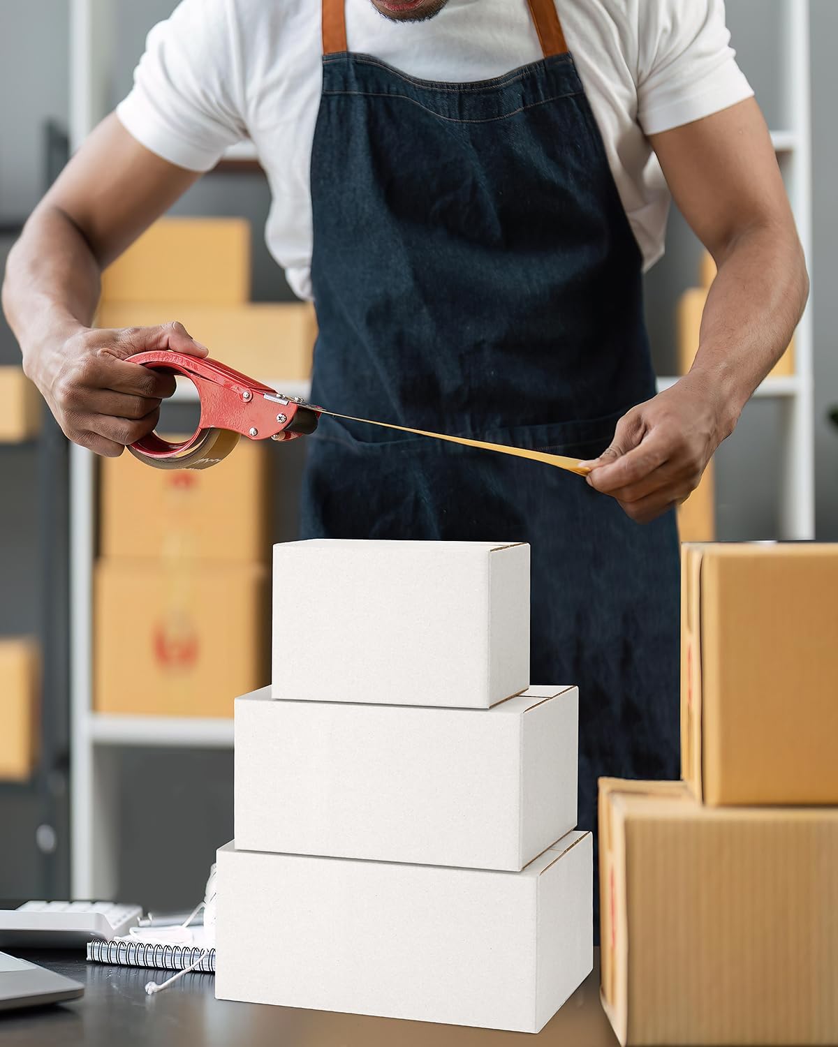 Assorted-Sizes-Shipping-Boxes-45-Pack: 6x4x4 & 8x6x4 & 9x6x4 Small-Shipping-Boxes-Mailers, White Corrugated-Cardboard-Boxes-for-Packing-Small-Business Mailing