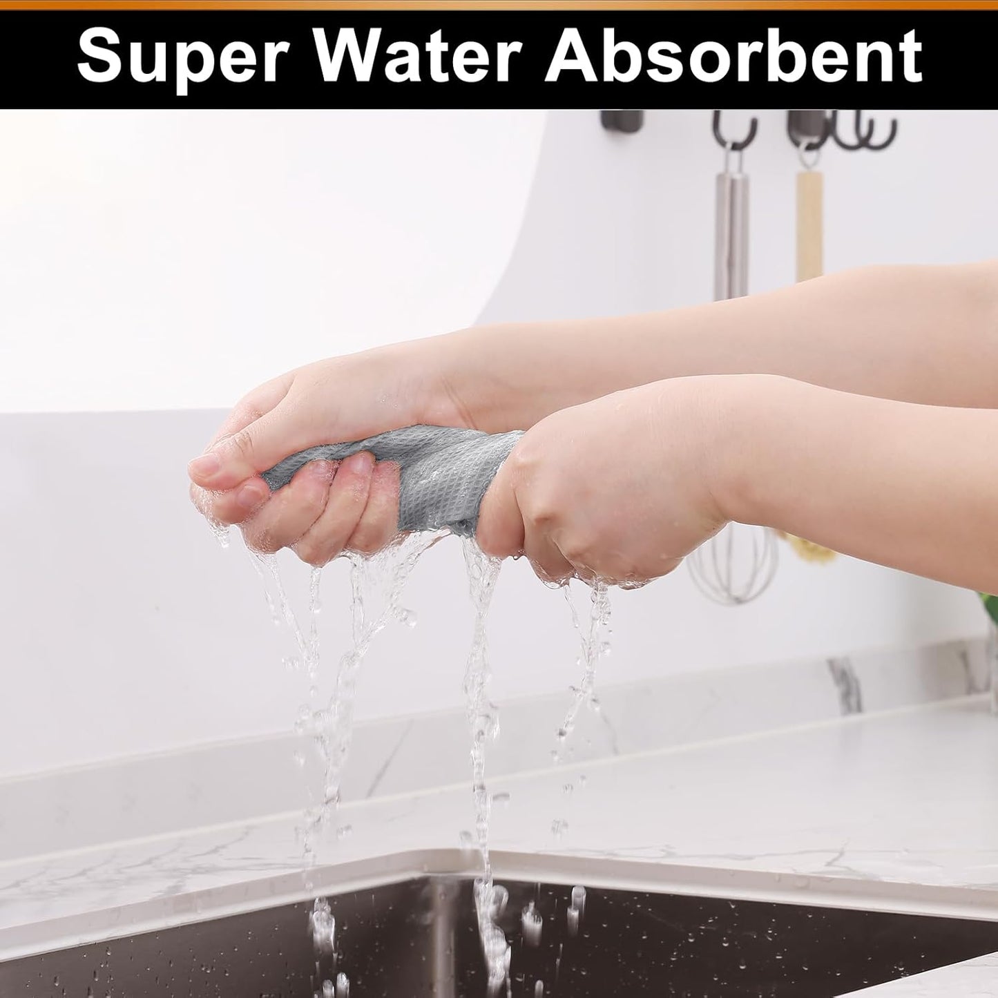 Homaxy 100% Cotton Waffle Weave Dish Cloths - 12 Pack Soft and Absorbent Dish Towels - 12 x 12 Inches Quick Dry Dish Rags - Light Grey