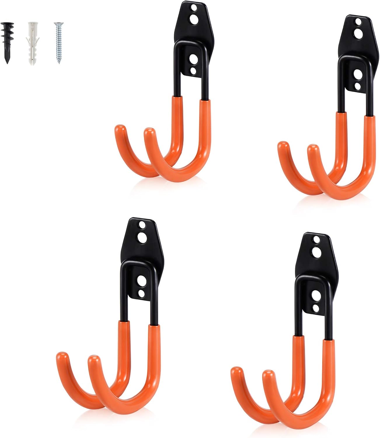 AOBEN Garage Hooks Heavy Duty, Steel Garage Storage Hooks, Utility Tool Hangers and Combinable Wall Mount for Organizing Ladders, Bikes, Hoses, and More Equipment (Large J, 4 Pack)