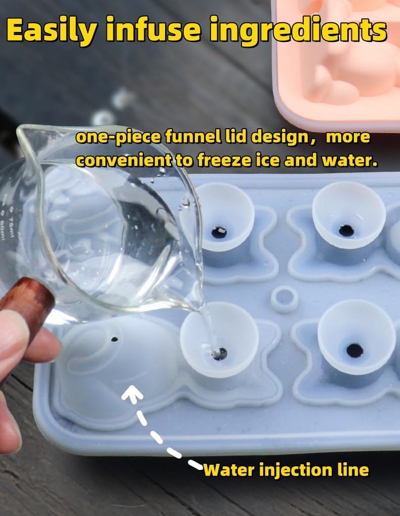 Cute 3D Cat Silicone Ice Cube Tray Mold Cartoon Animal Ice Box BPA-Free (Black)