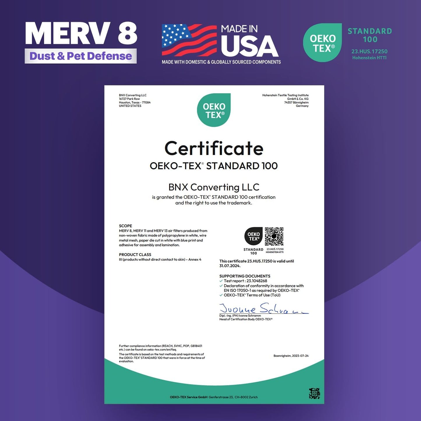 BNX TruFilter 12x12x1 Air Filter MERV 8 (6-Pack) - MADE IN USA – Dust & Pet Defense Pleated Air Conditioner HVAC AC Furnace Filters for Dust, Pet, Mold, Pollen MPR 600 – 700 & FPR 5