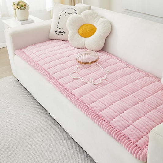 Couch Cover for Dogs Washable, Fuzzy Pet Couch Covers for 3 Cushion Sofa Pet Friendly, Non Slip Sofa Cover (Pink, 27.6" x 70.9"/70 x 180cm)