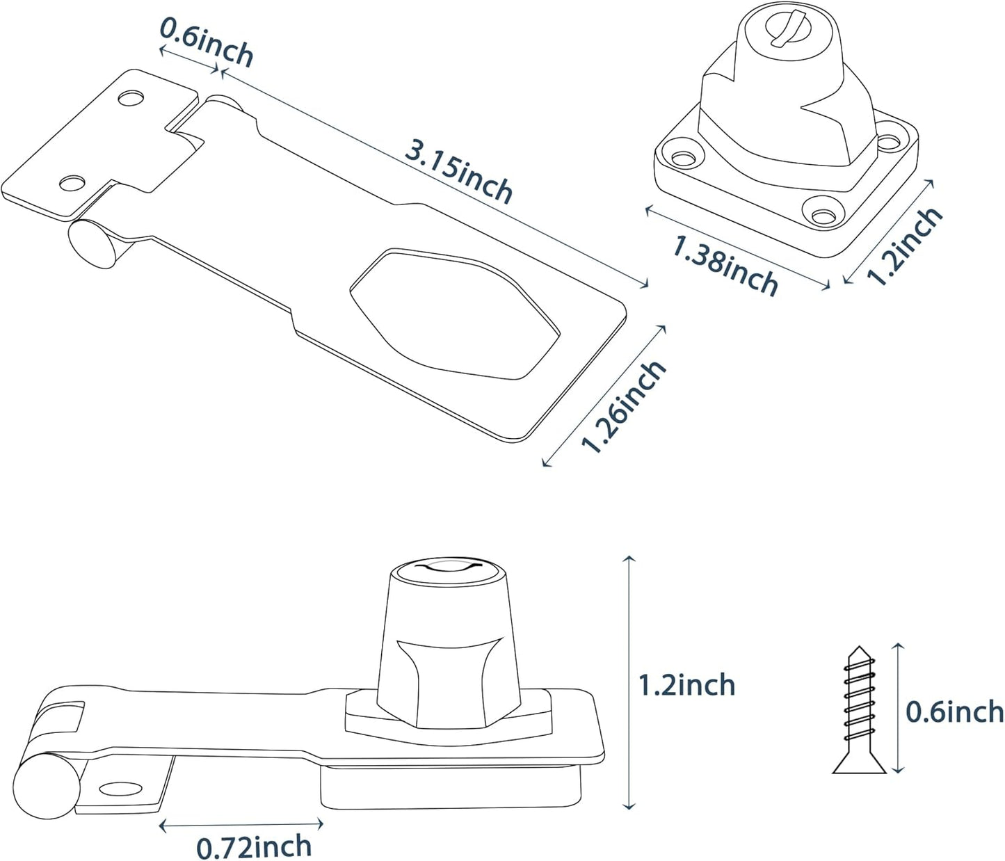 Alise Keyed Hasp Lock,3 Inch Safety Packlock Clasp Hasp Lock Latch with Lock,Door Hinge Lock with Keys Keyed Locking Hasp for Cabinets Closets Doors,Bronze