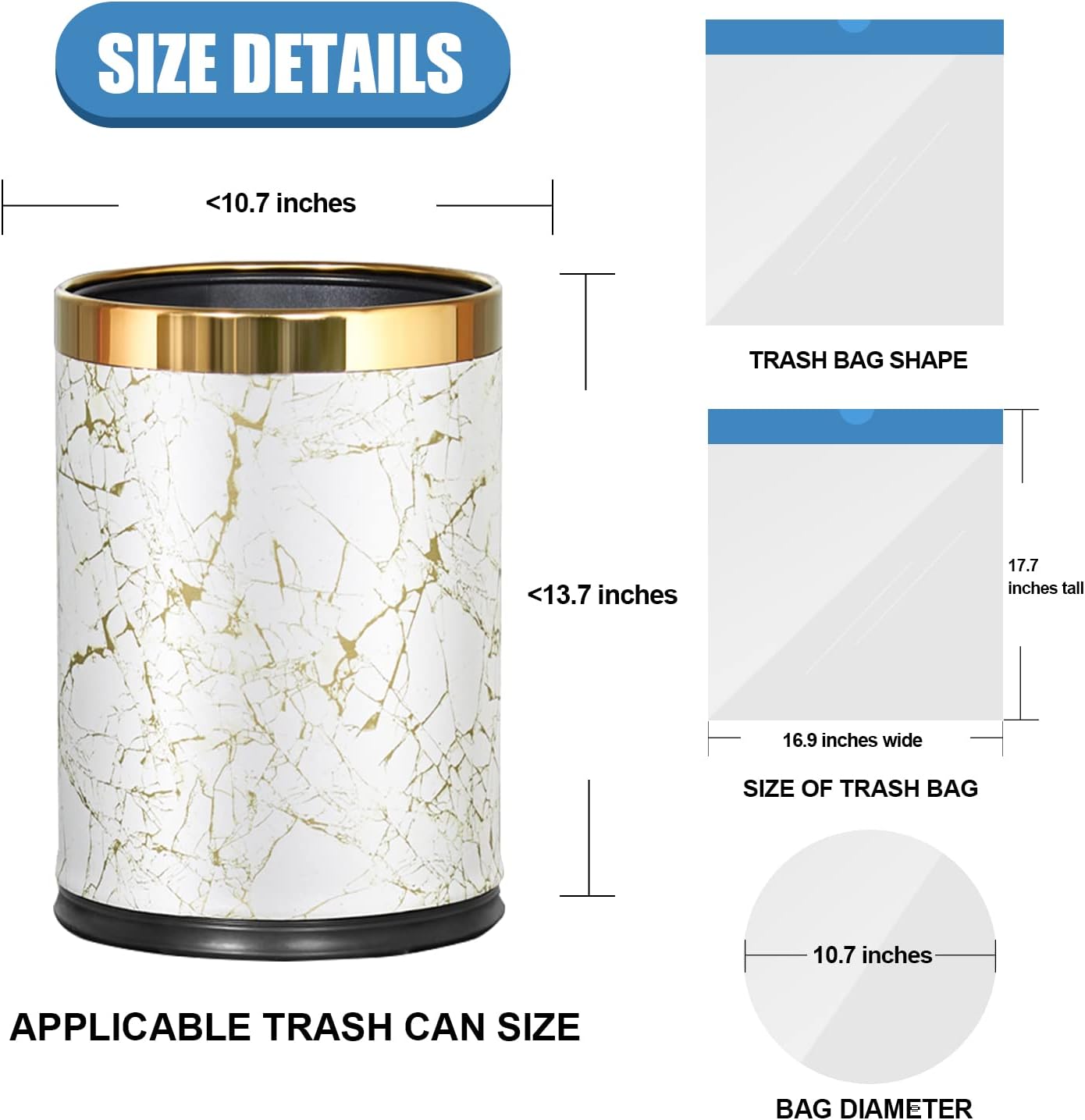 FORID Mini Drawstring Trash Bags - 2 Gallon Small Bathroom Garbage Bags White Plastic Trash Can Liners Disposable Unscented Wastebasket Bags 60 Count for Office bedroom Home 7.5 Liter