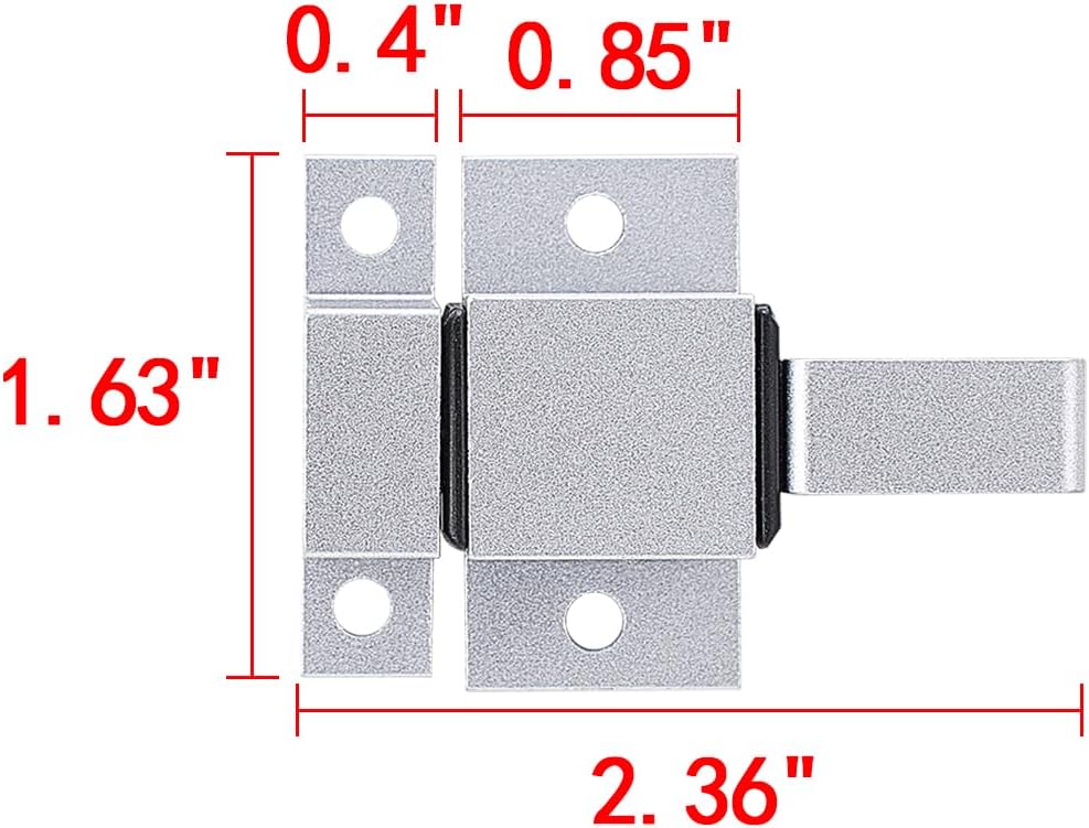 2 Packs Self-Closing Gate Latches, Silver Spring Door Lock, Aluminum Alloy Security Latch for Windows, Cabinets & Gates