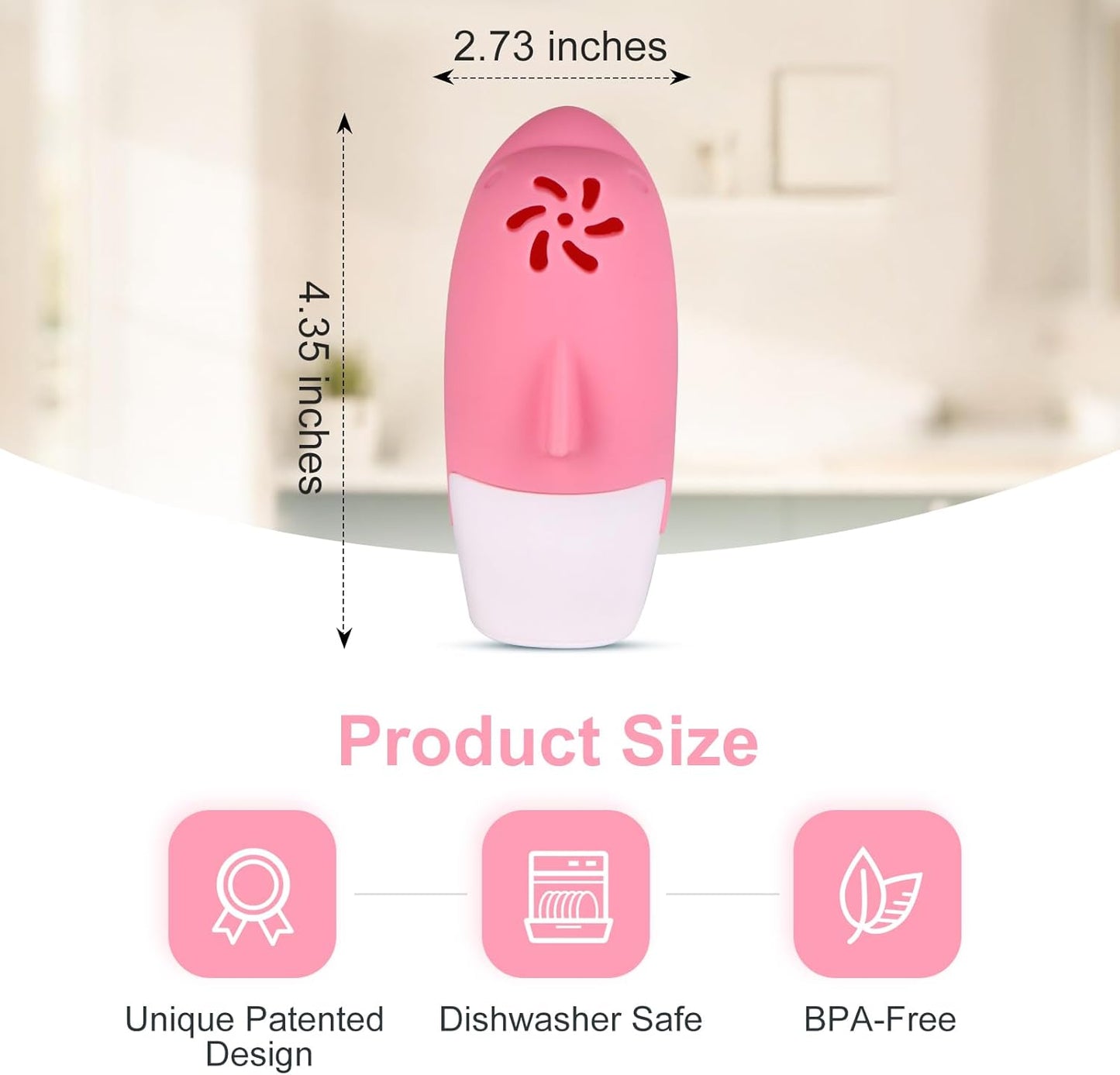 Asltw Upgrade Cute Fridge Deodorizer, Dolphin Fridge Cleaner, Freezer Odor Freshener, Add Baking Soda Reusable Fun Kitchen Gadgets (Pink)