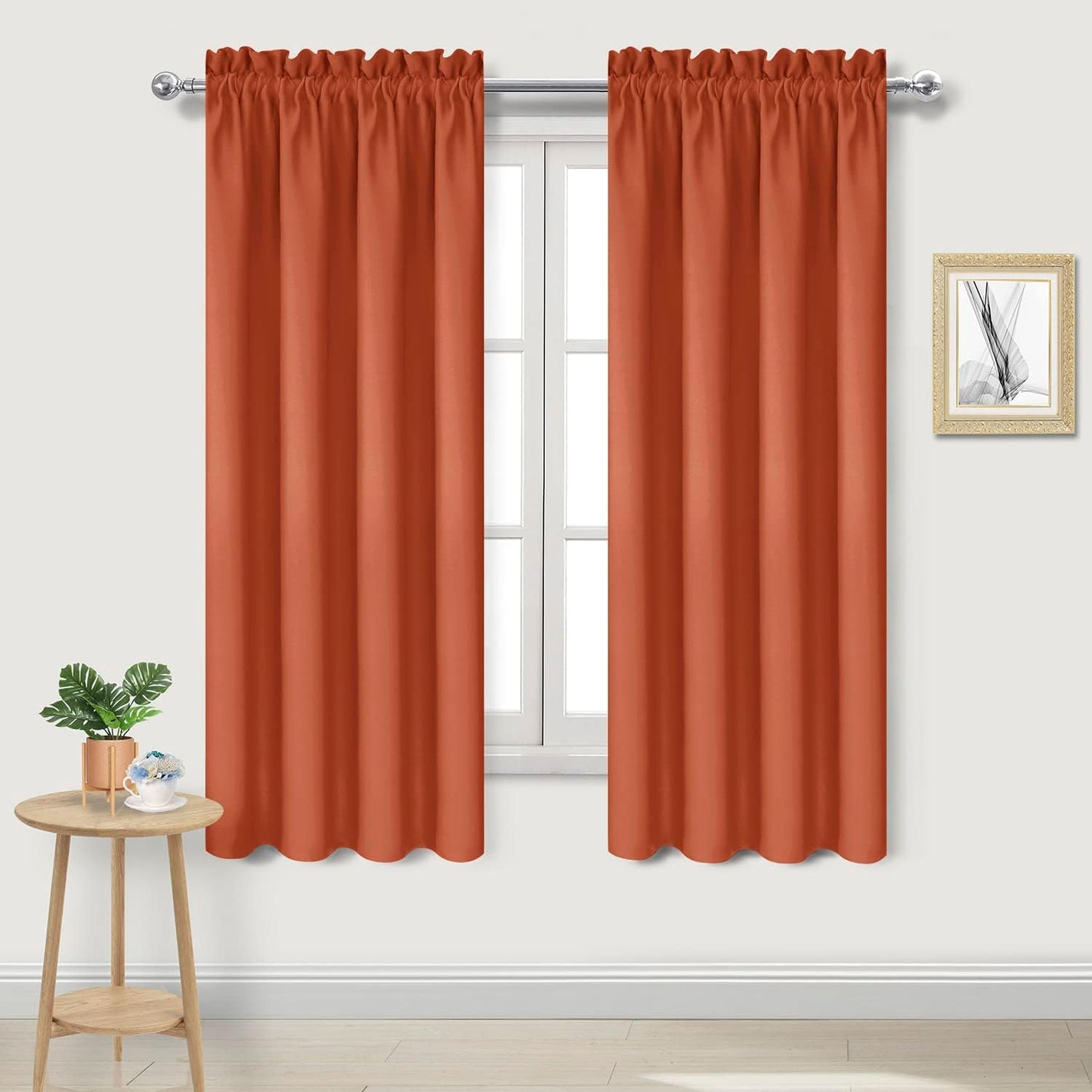 DWCN Blackout Curtains Thermal Insulated, Energy Saving & Noise Reducing Bedroom and Living Room Curtains, Burnt Ochre, W 38x L 63 Inch, Set of 2 Rod Pocket Curtain Panels