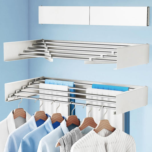 Drying Rack Clothing,Clothes Drying Rack Wall Mounted,Collapsible Hanging Racks for Laundry,Laundry Drying Rack,Wall Mounted Clothes Rack(31.5"-White) (White, 31.5 Inch)
