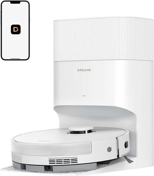 dreame D20 Plus Robot Vacuum and Mop, 13,000Pa Suction, Self-Emptying with 5L Dust Bag, DuoBrush for Pet Hair, LDS Mapping, App & Voice Control, 5200mAh Battery, Ideal for Hard Floors & Carpets