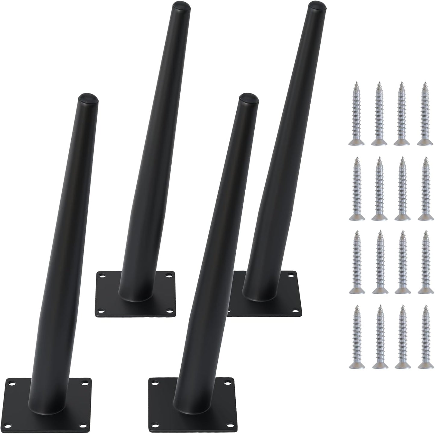 4PCS 12 Inch Matte Black Tapered Angled Legs for Furniture, Metal Mid Century Mordern Feet, Heavy Duty Slanted Stand Legs Kit for Couch, Coffee Table, Desk, Dresser, Sofa, Chair