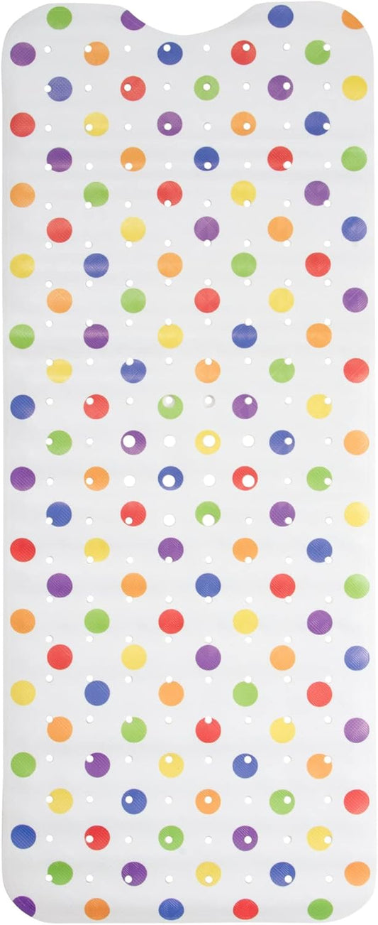ENKOSI Bath Mat Long 40x16 – Non-Slip Bathtub Mat with Secure Suction Cups & Drain Holes with Fun Polka Dot Design Shower Mat for Tub for Kids and Toddlers (40x16 Polka Dot)