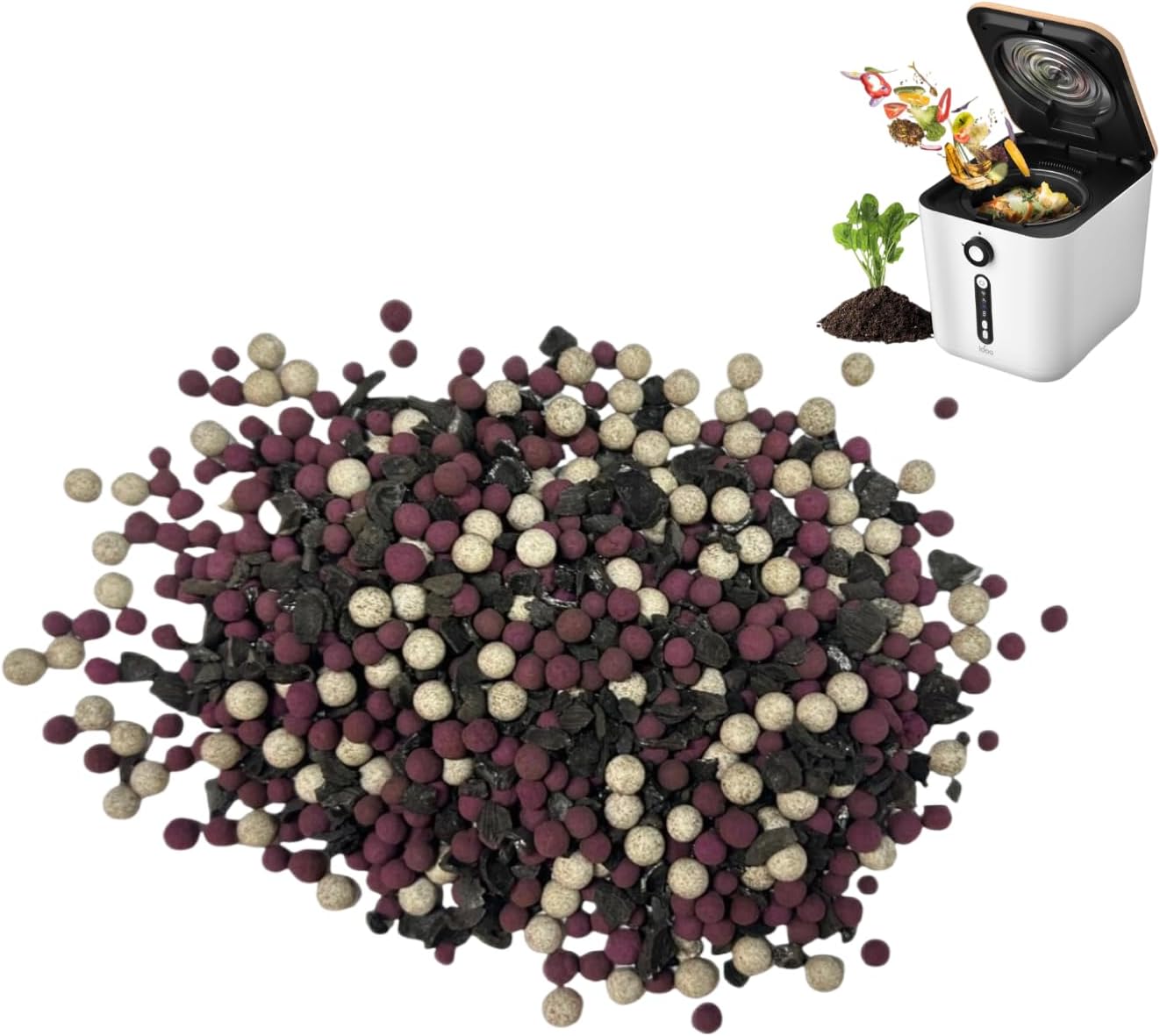 iDOO Odor Absorbing Filter Refills for Smart Waste Kitchen Composter, Multi-color Mixed Activated Carbon Granules Uesd for Electric Countertop Compost Bin, with 2 Packs of Activated Carbon 1500g Total