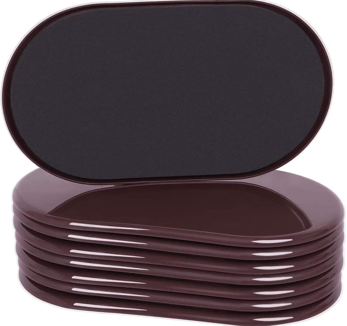 Ezprotekt 8 Pack Large Furniture Movers Sliders for Carpet, 9 1/2" x 5 3/4" Reusable Oval Furniture Moving Pads for Heavy Bed Sofa Fridge Couch Cabinet, Move Items Quickly and Easily (Brown)