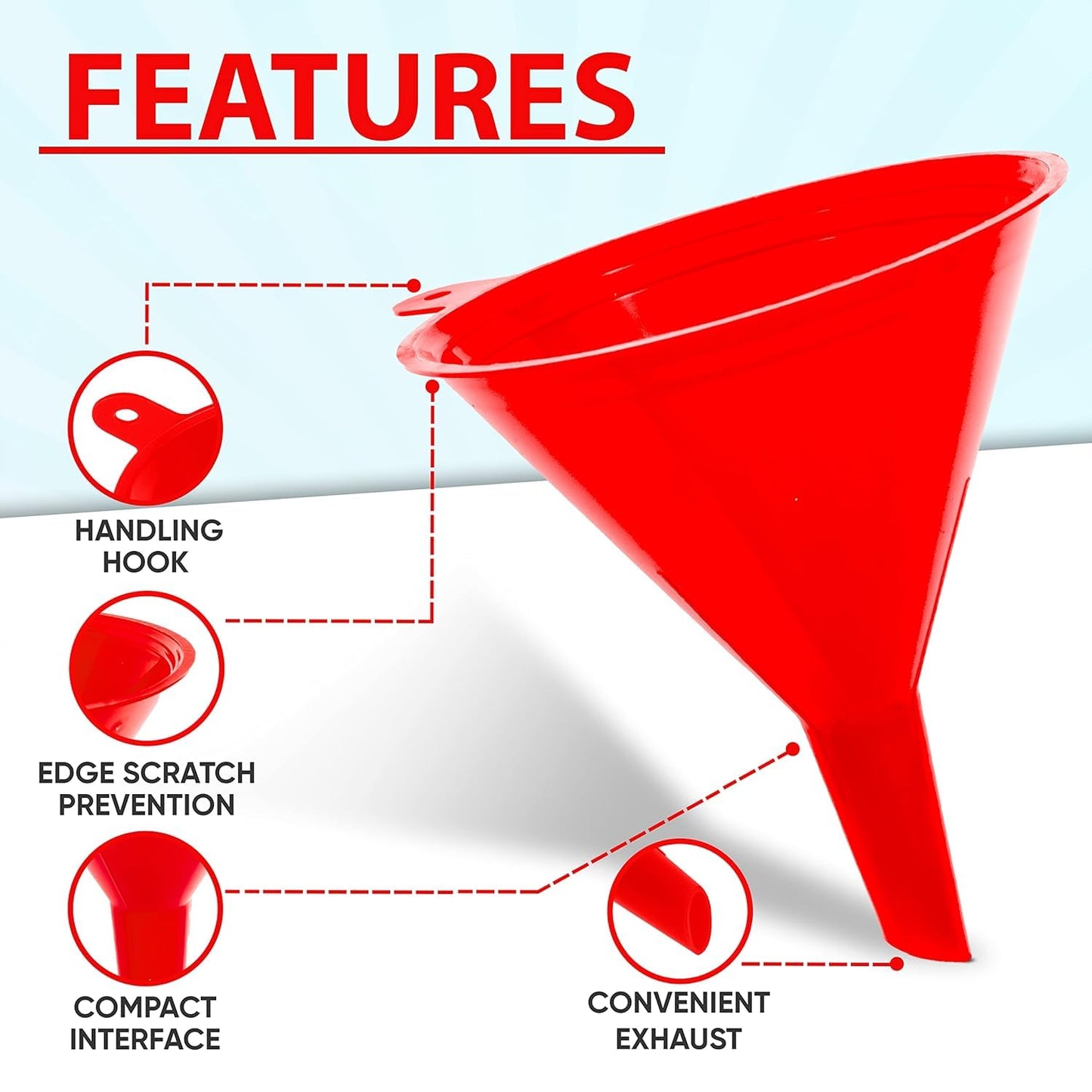 Funnel 4-Pack Funnels for Kitchen Use Filling Bottles - Food-Grade Plastic, Funnels for Automotive Use, Mess-Free Filling, funnels for Filling Bottles, Sizes (122, 101, 76 & 50mm)