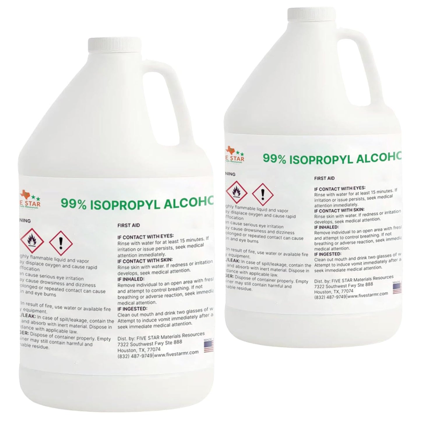 99% Pure Isopropyl Alcohol, 99 Percent IPA 1 Gallon, USP Grade, Made in The USA (2 Gallons / 256 oz)