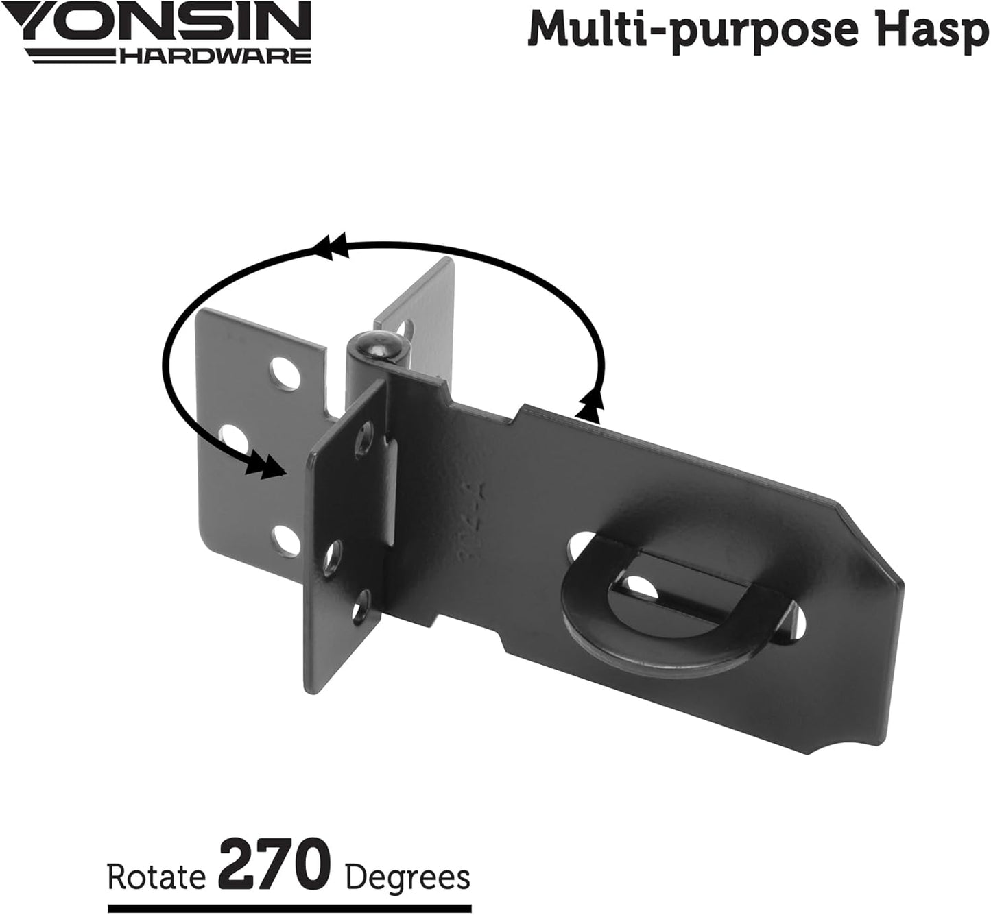 3" Door Padlock Safety Hasp Latch, Door Hasp Clasp Lock Gate Shed Hasp Latch Lock for Door Window Cabinet Pet Cage Toolbox Shed Fence, 304 Stainless Steel, Matte Black Finish, 1 Pack