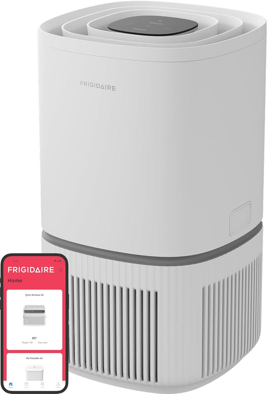 Frigidaire PureA300 HEPA Air Purifier with Wi-Fi for Small Bedrooms, Covers up to 850 Sq. Ft., 3-Stage Filtration, Energy Star Certification, Air Quality Monitoring, Smart Mode, Ultra Quiet, White