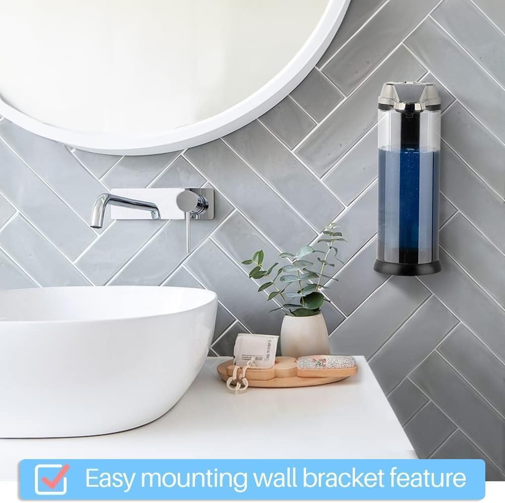 Secura 17oz Automatic Liquid Soap Dispenser, Touchless Battery Operated Hand Soap Dispenser with Adjustable Soap Dispensing Volume Control Dial, Personal Care Dispenser (Brushed Nickel)