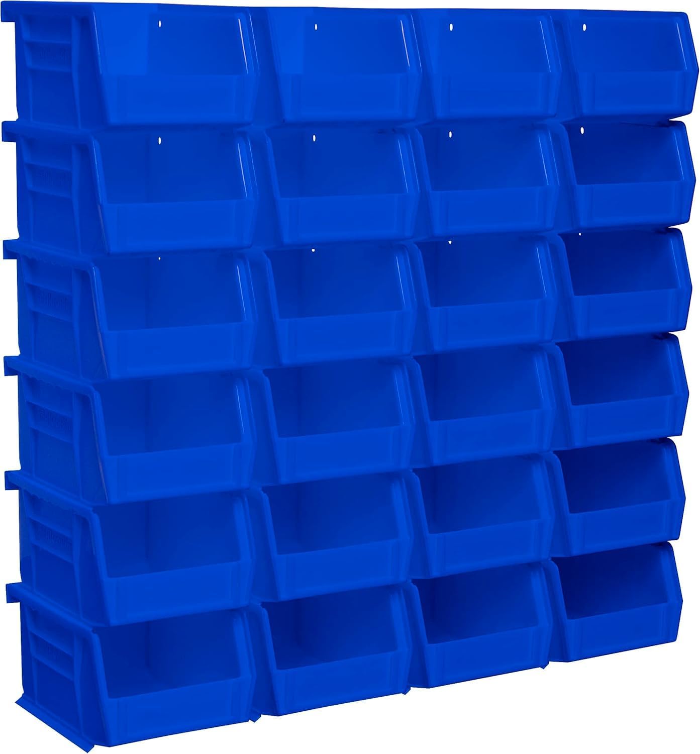 Akro-Mils 30210 AkroBins Plastic Storage Bins, Space-Saving Stackable Bins for Garage, Pantry, Craft Organization, 5" x 4" x 3", Blue, 24-Pack