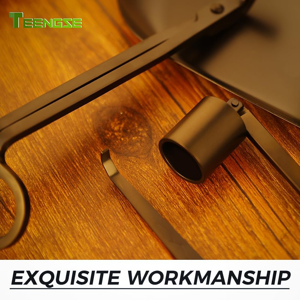 4 in 1 Candle Accessory Set with Storage Tray Plate, Candle Wick Trimmer, Candle Wick Snuffer, Candle Wick Dipper (Black)