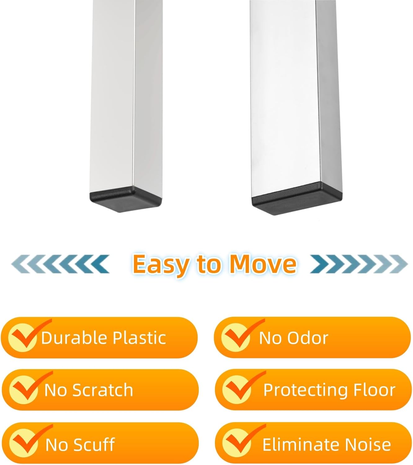 Furnigear Plastic Plugs Tubing End Cap Chair End Caps Outside Bottom Tubing Caps Square Furniture Sliders Glides Black (24, Fit 0.95-1.04" Square Tube Inner Size)