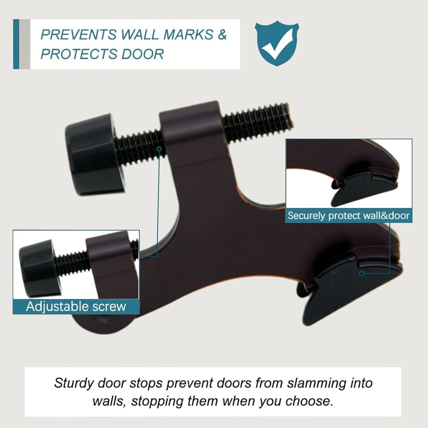 8 Pack Hinge Pin Oil Rubbed Bronze Door Stopper, Adjustable Heavy Duty Hinge Pin Door Stop with Oil Rubbed Bronze Rubber Bumper Tips