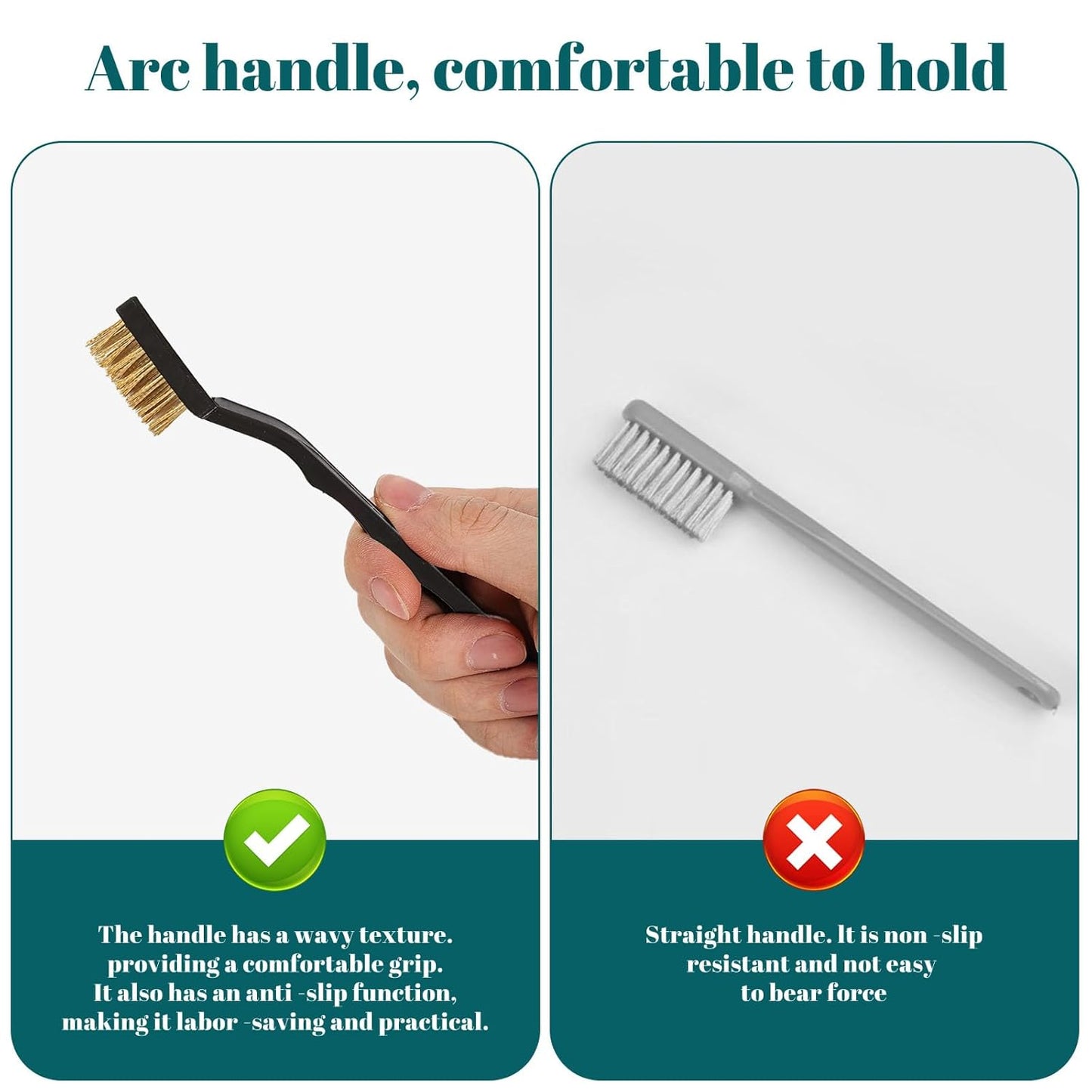 12 Pcs Mini Brass Brush Set, Brass Scratch Brush with Curved Handle, Cleaning Weld Slag and Rust