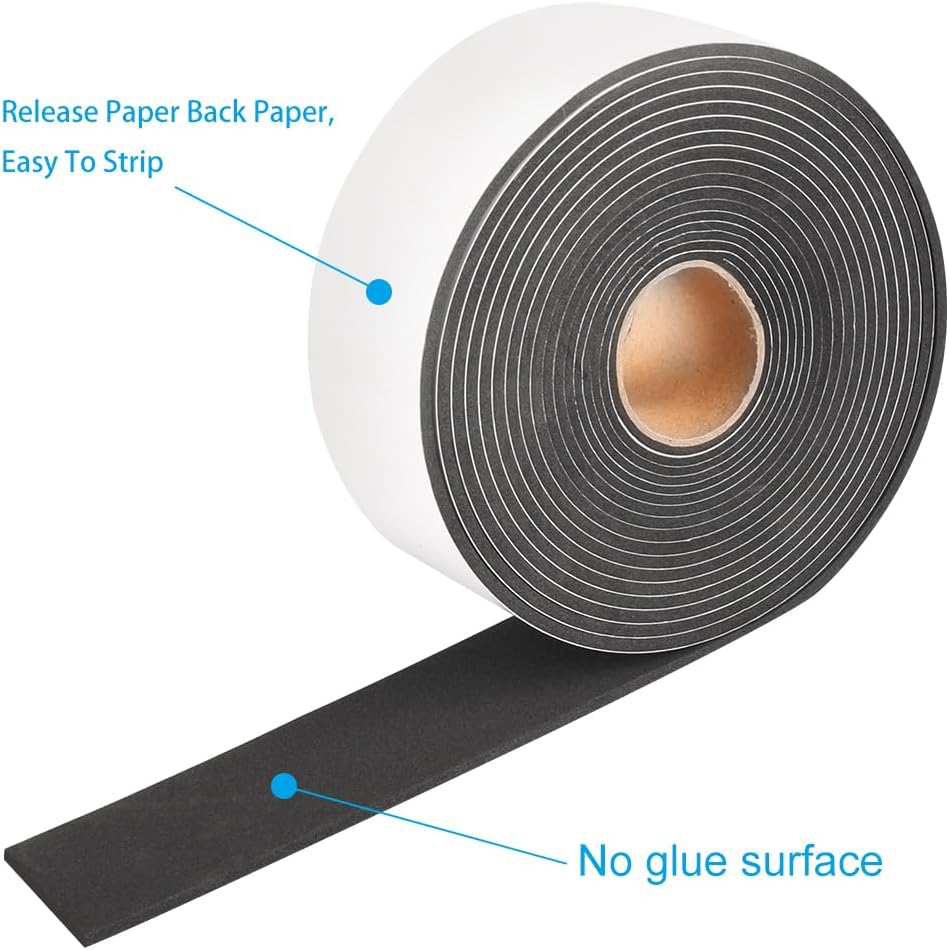 High Density Foam Tape,2 Inch Wide x 1/8 Inch Thick Door Insulation Tape,Adhesive Weather Stripping for Doors Window,Foam Seal Proofing Tape,33 Feet Long