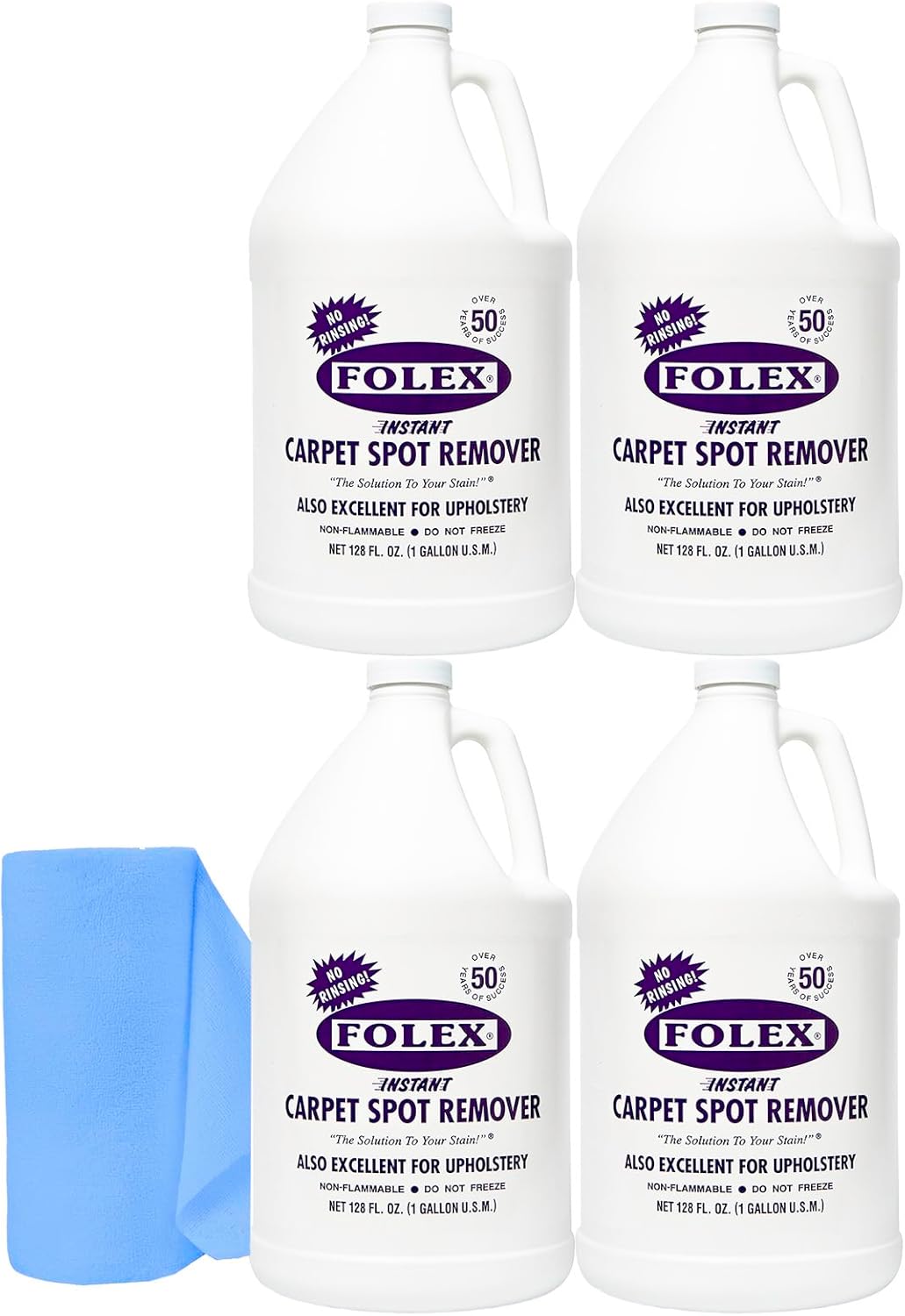 FOLEX Instant Carpet Spot Remover Carpet Cleaner with Reusable Cleaning Cloth - 128 oz - Removes Pet Accidents, Grease, Red Wine and More - 4 Pack
