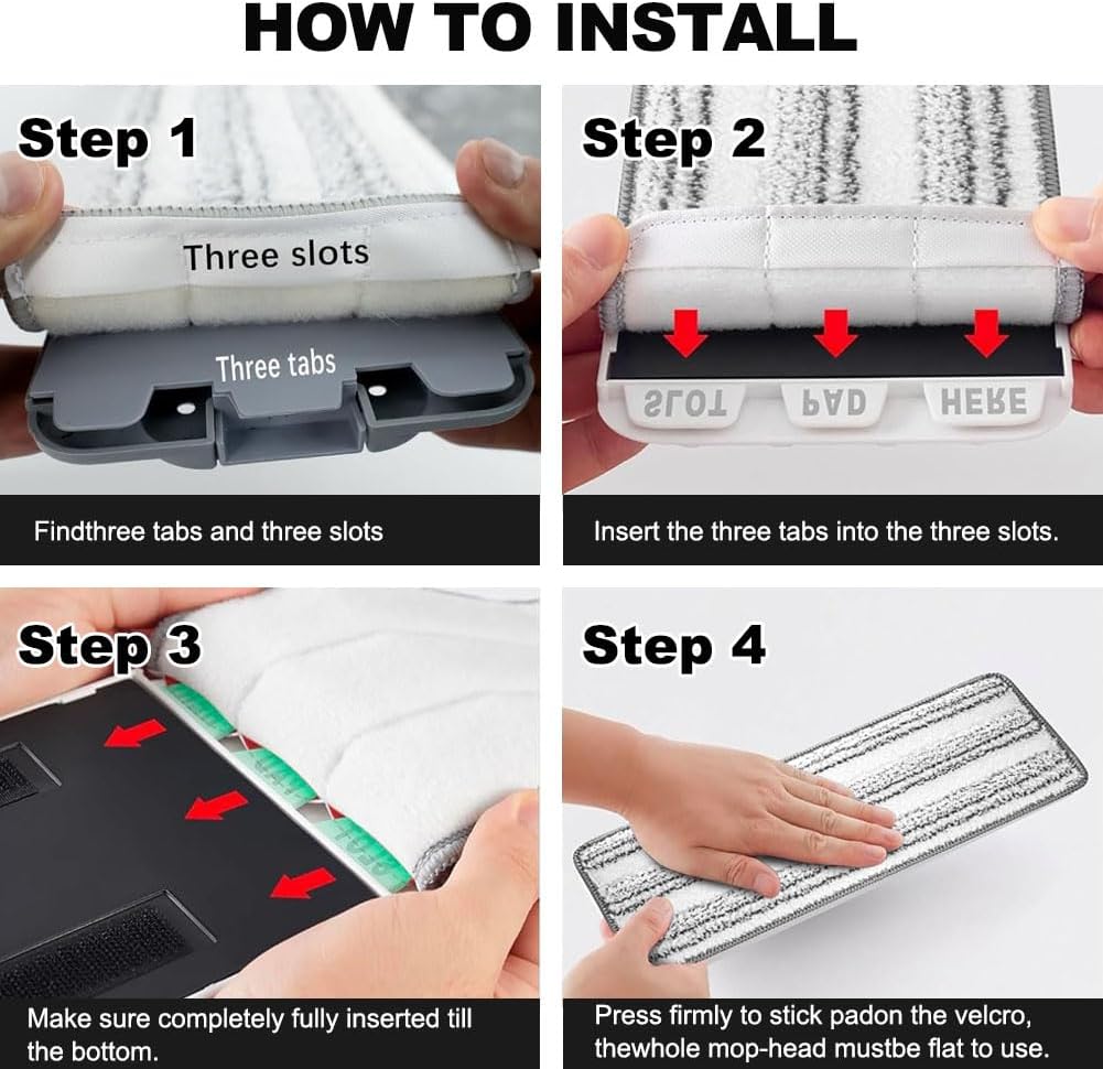 6 Pack Mop Replacement Pads for Joymoop - Microfiber Flat Mop Pads fit for JOYMOOP fit for Oshang Mop Bucket Set and Most 13" X 4.9" Flat Mops, Washable Cleaning Pads, Replacement Pads for Joymoop