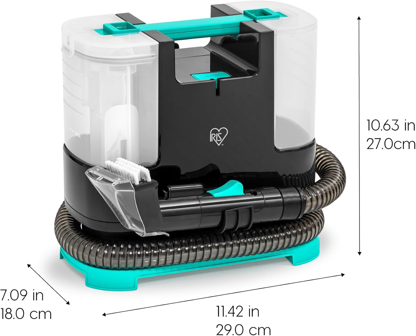 IRIS USA Carpet Spot Cleaner Machine 110V with Auto Spray for Low Pile Carpet, Couch, Sofa, Upholstery, Car Detailing, Shallow Berber Rug, Lightweight Portable Chemical-Free Stain Remover, 1000mL Tank