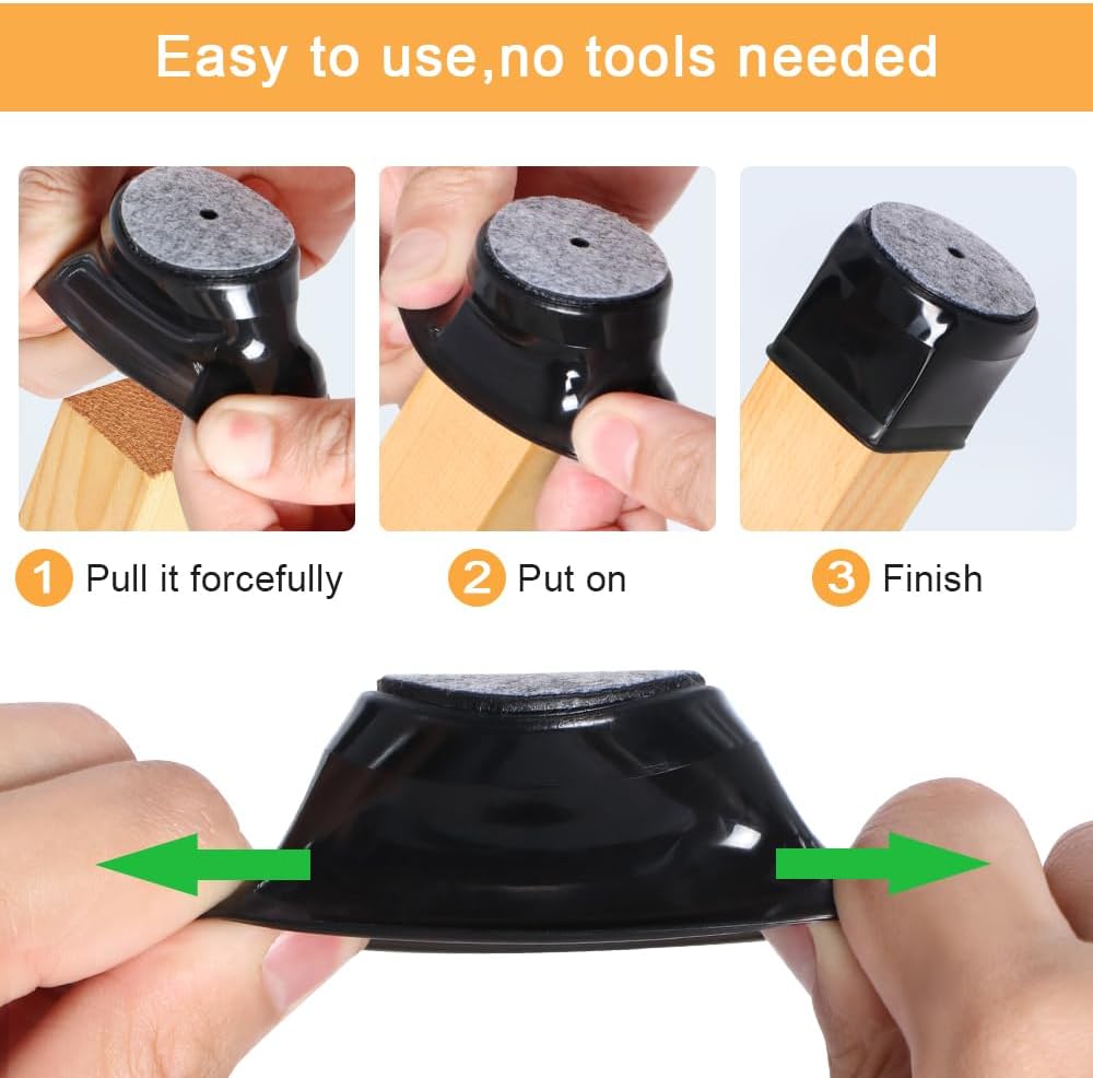 32 Pcs Chair Leg Protectors for Hardwood Floors, Silicone Felt Furniture Leg Cover Pad for Protecting Floors from Scratches and Noise, Smooth Moving，Large(Fit Round Diameter：1-5/16" to 2")