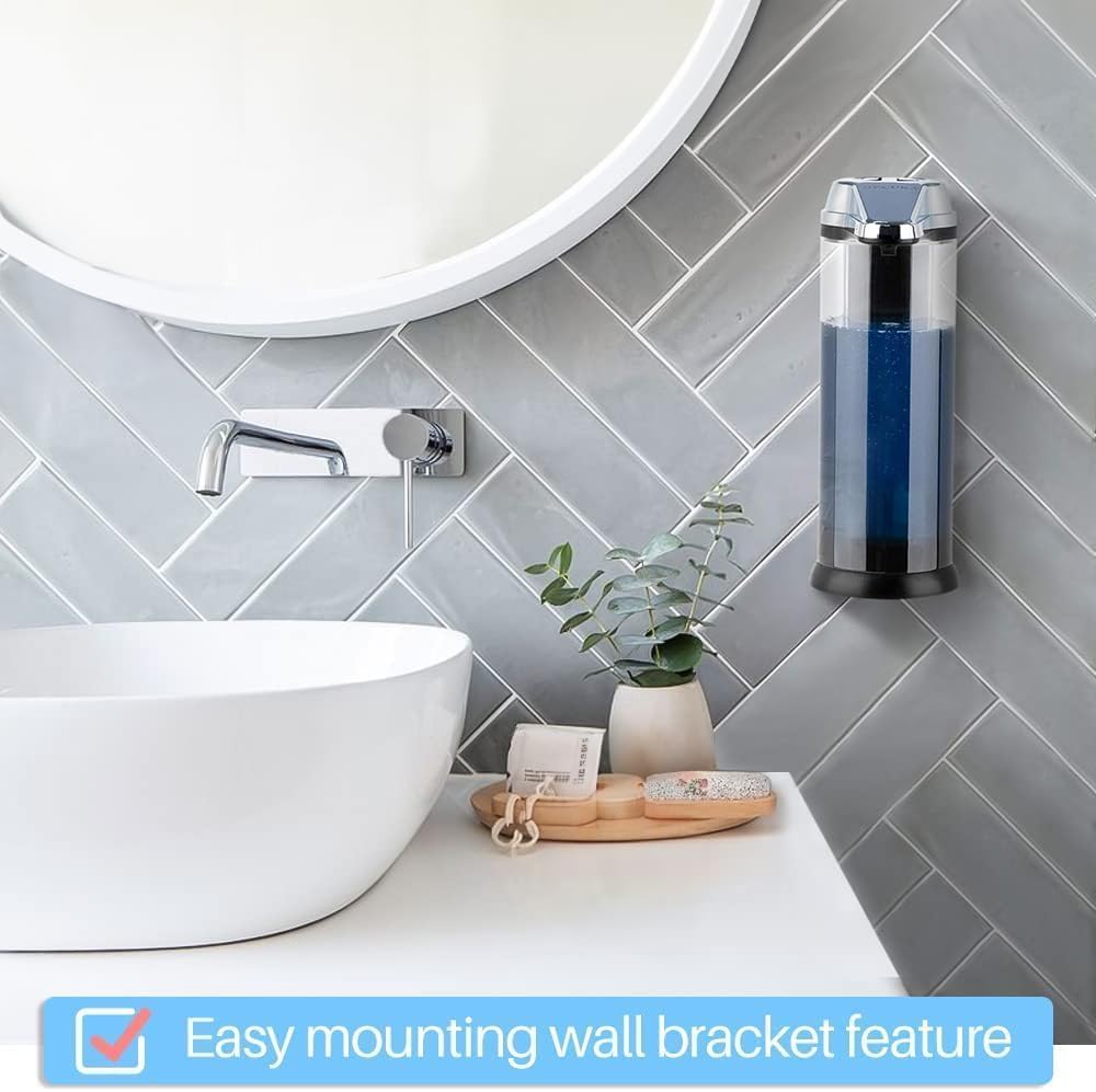 Secura 17oz Automatic Liquid Soap Dispenser, Touchless Battery Operated Hand Soap Dispenser with Adjustable Soap Dispensing Volume Control Dial, Personal Care Dispenser for Household Use (Chrome)