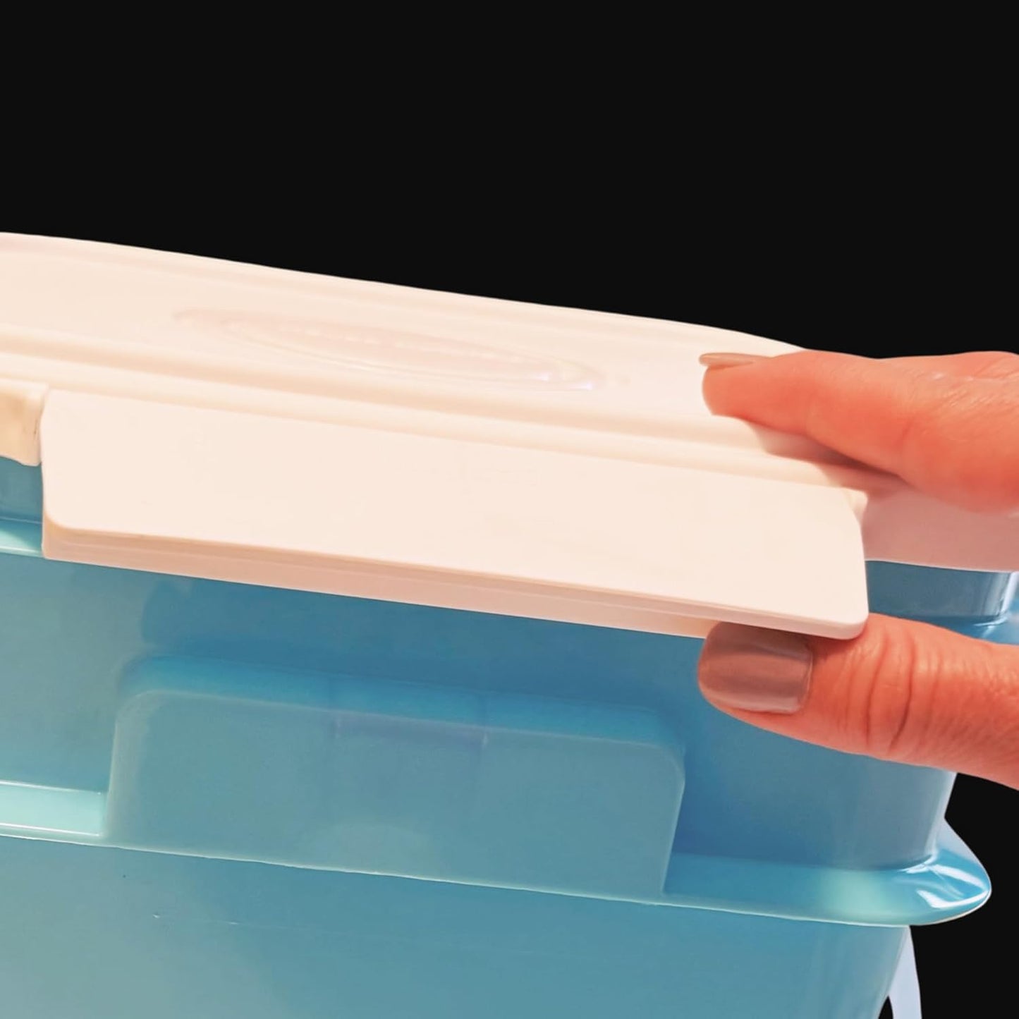 House Naturals 4 Gallon Square Food Grade Bucket Pail with Plastic Handles and Lid (Pack of 3) Made in USA containers (Aqua-White lids)