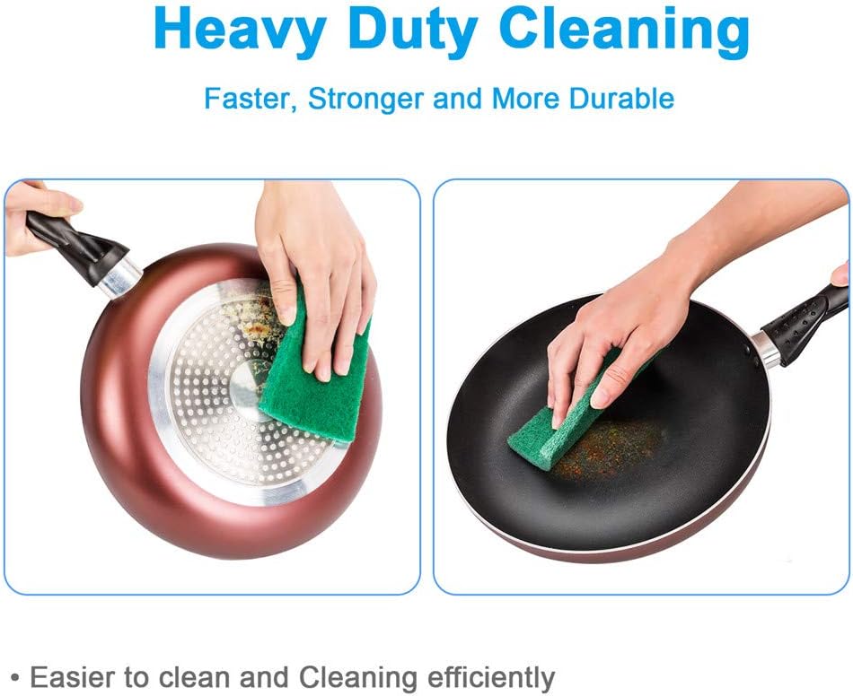 8PCS Scouring Pad - Premium Heavy Duty Scrub Pads, Reusable Household Green Dish Scrubber, Multipurpose Scour pad - for Kitchen Scrubber & Metal Grills, 3.9 x 5.9 x 0.36IN