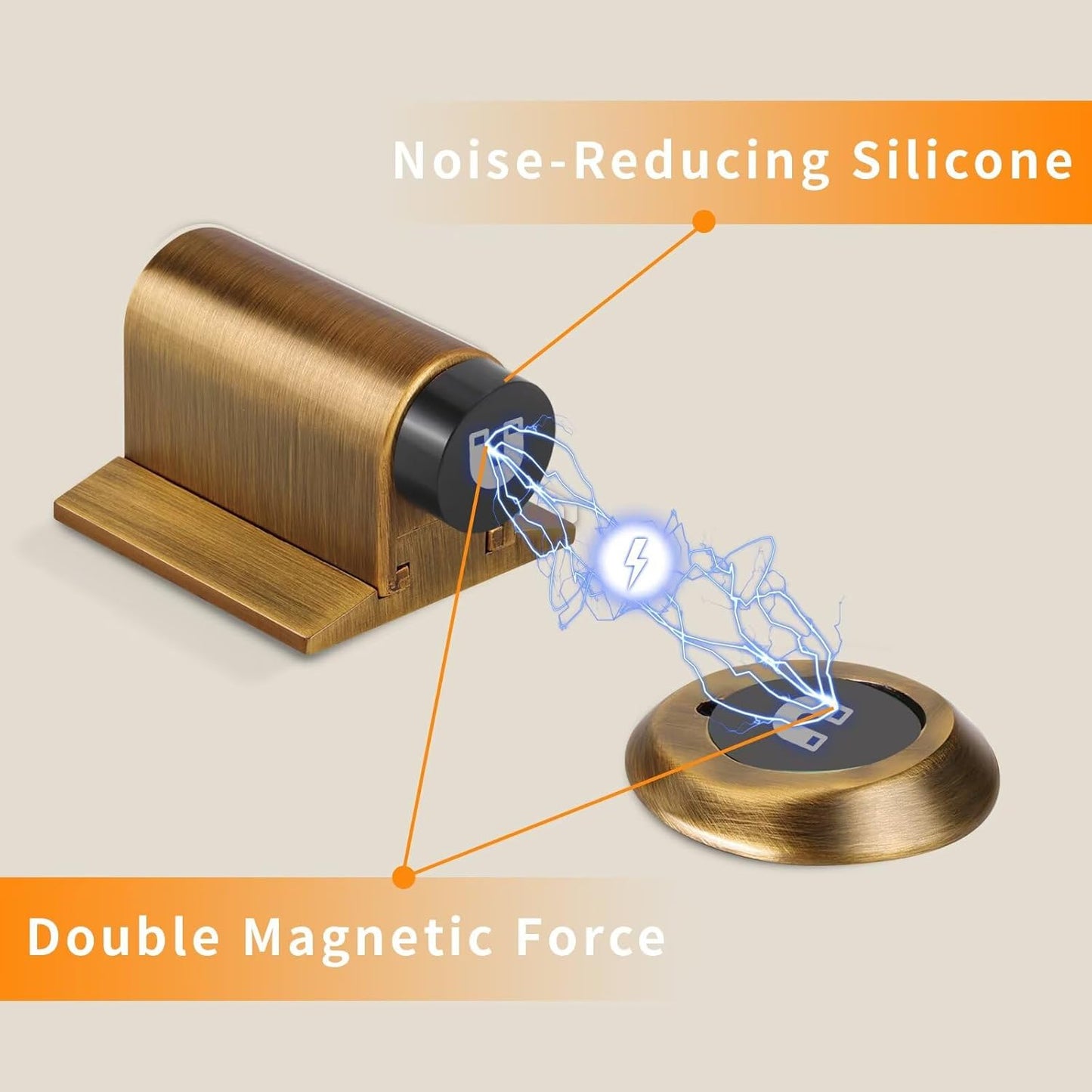 Bak Bo Magnetic Door Stoppers 4 Pack Bottom of Door Holder Keep Door Open No Drilling Magnet Floor Door Stop with Screws and Adhesive Antique Brass DS268AB-4