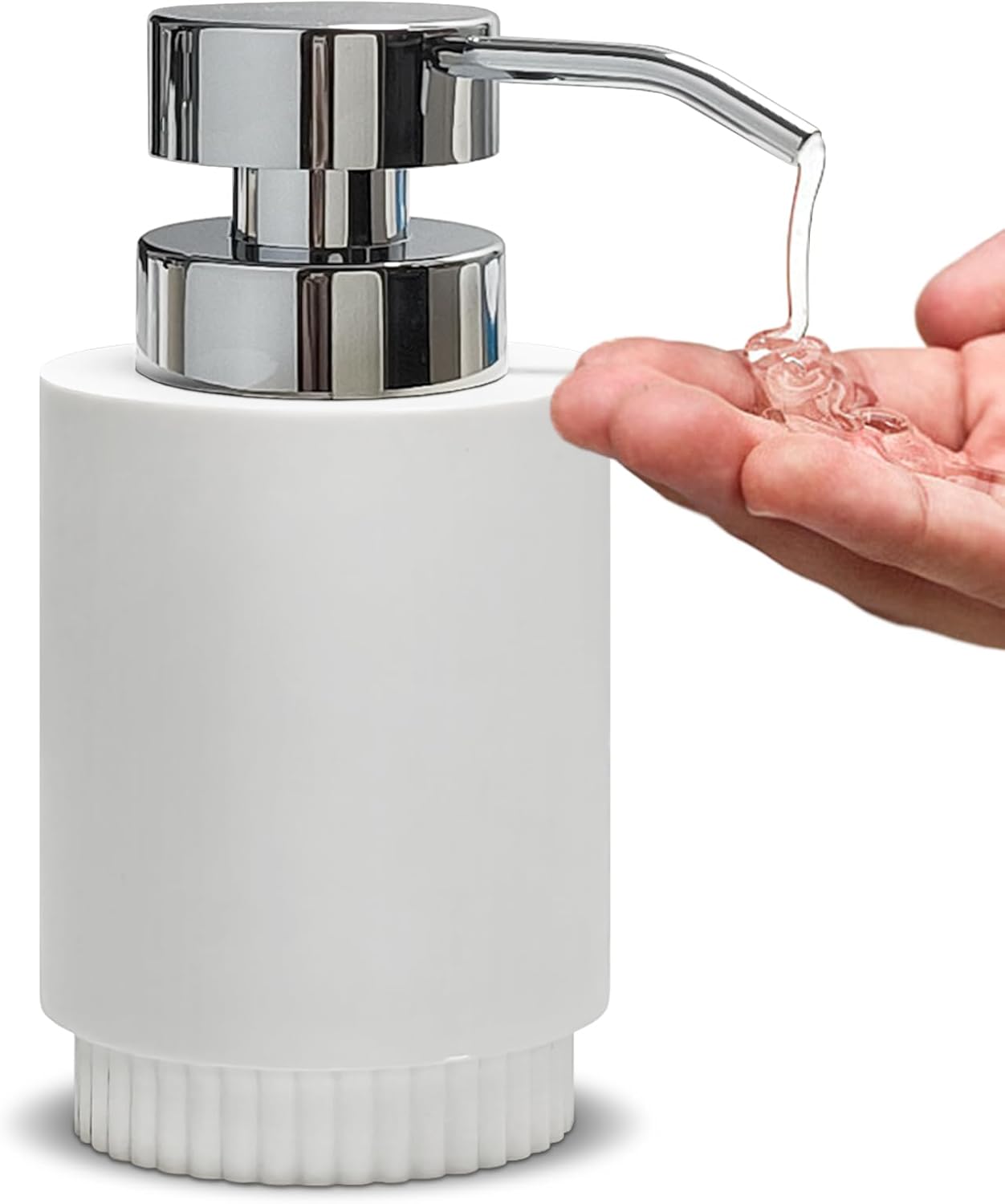 Resin Soap Dispenser for Bathroom, Hand Lotion Liquid Dispenser Easy-to-Press with Reusable Plastic Pump for Shampoo Bathroom Kitchen Countertop Rust-Proof 10 oz White
