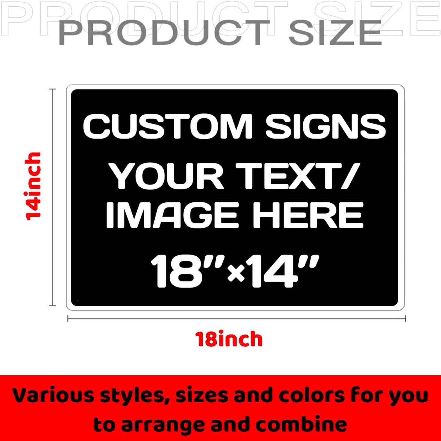 Custom Aluminum Weatherproof Metal Sign - 18 * 12Inch, Personalized Text & Picture, Black & White Traffic Regulation Horizontal Sign