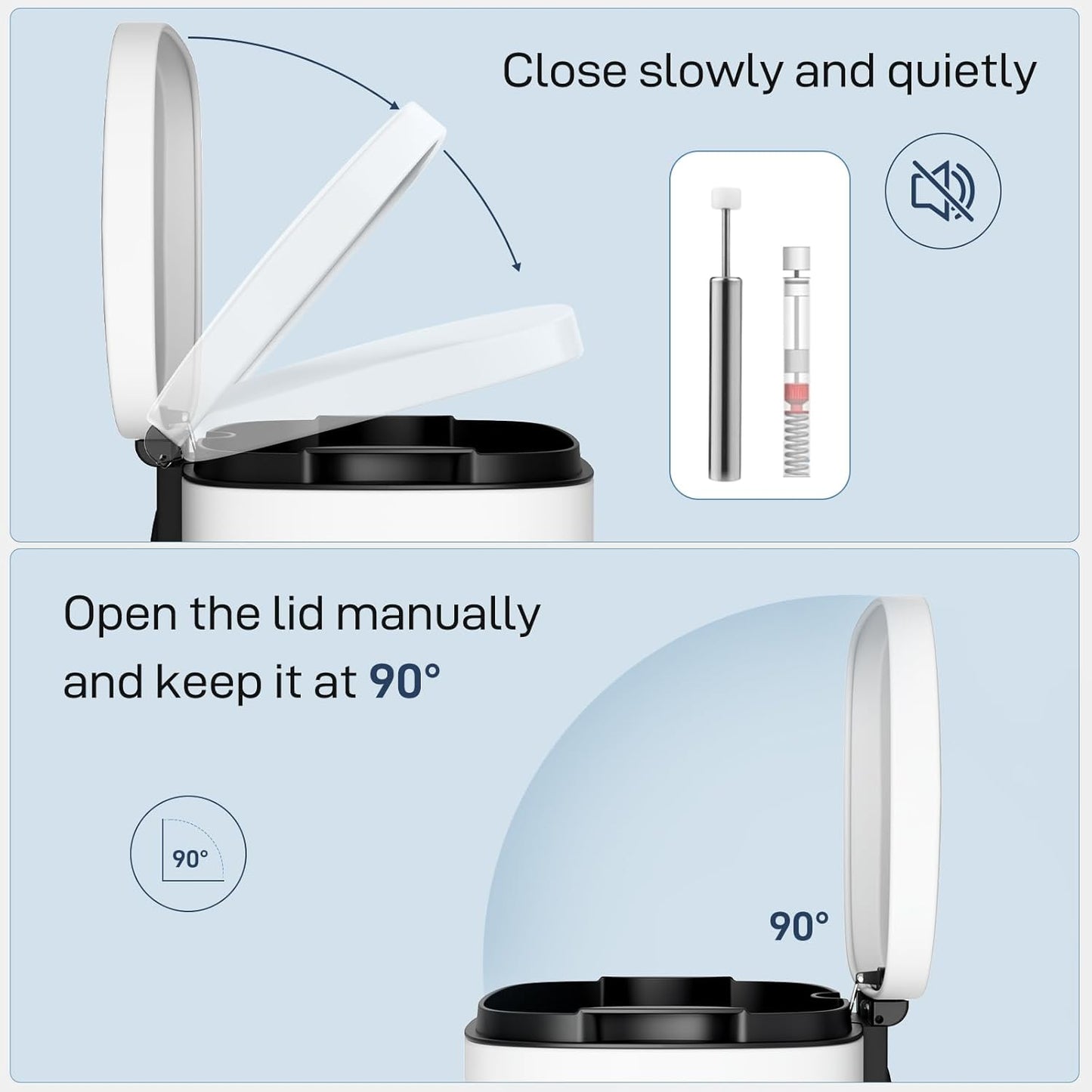 Arlopu 8 Gallon Step Trash Can, Stainless Steel Garbage Bin, Soft-Close Rubbish Bin with Removable Plastic Inner Bucket, Fingerprint-Proof, Lid Dustbin, Suit for Kitchen Home (White, 30L)