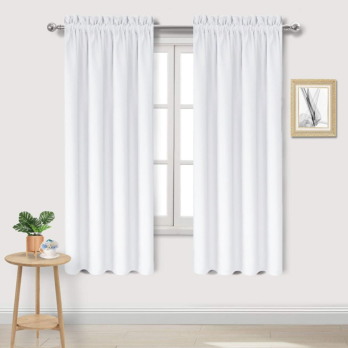 DWCN White Curtains for Living Room Thermal Insulated, 50% Light Blocking Curtains for Bedroom, Dining Room Window, W 42x L 72 Inch, Set of 2 Rod Pocket Curtain Panels