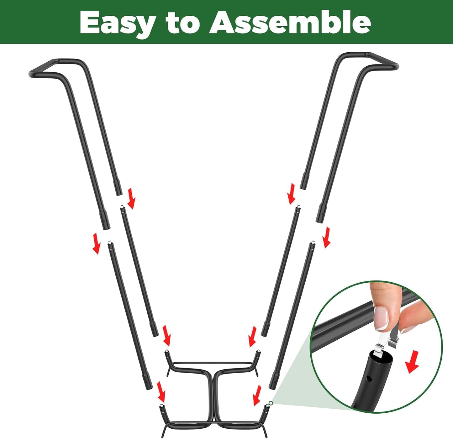 2PCS Outdoor Trash Bag Holder Metal Garden Trash Bag Holder for Yard Waste Stand Holds 30-45 Gallons Leaf Bag Holder with 4 Clips for Leaves Camping Lawn Party Weeding Yard Gardening（2pcs+8clips）