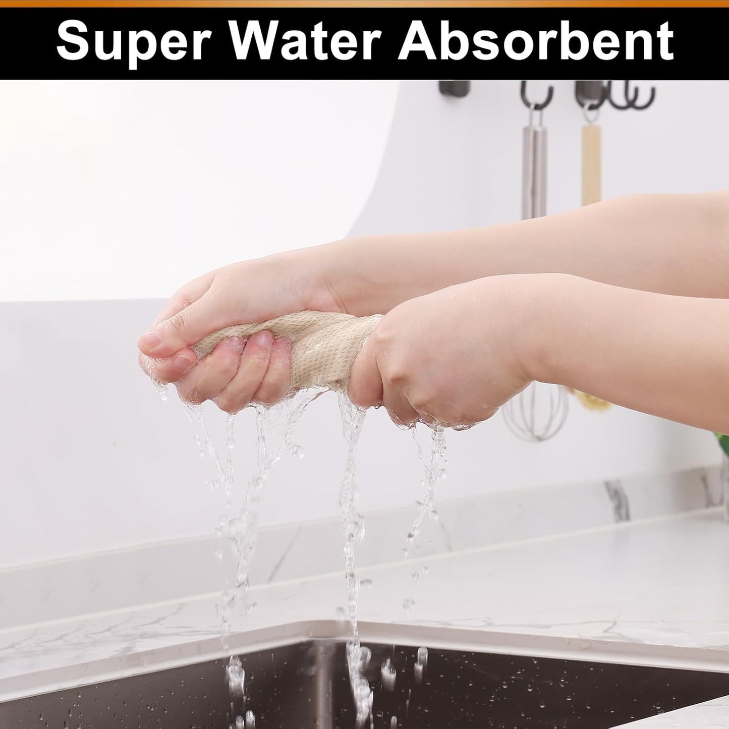 Homaxy 100% Cotton Waffle Weave Dish Cloths - 12 Pack Soft and Absorbent Dish Towels - 12 x 12 Inches Quick Dry Dish Rags - Beige