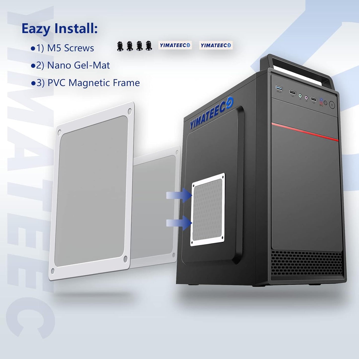 Dust Filter PC 140mm for Computer Cooler/PSU/Routers Nylon 80 Mesh, Magnetic Frame Fan Dust Mesh PC Cooler Filter Dustproof Computer Fan Grills (Nylon, 140 * 140mm, 2pcs, White)