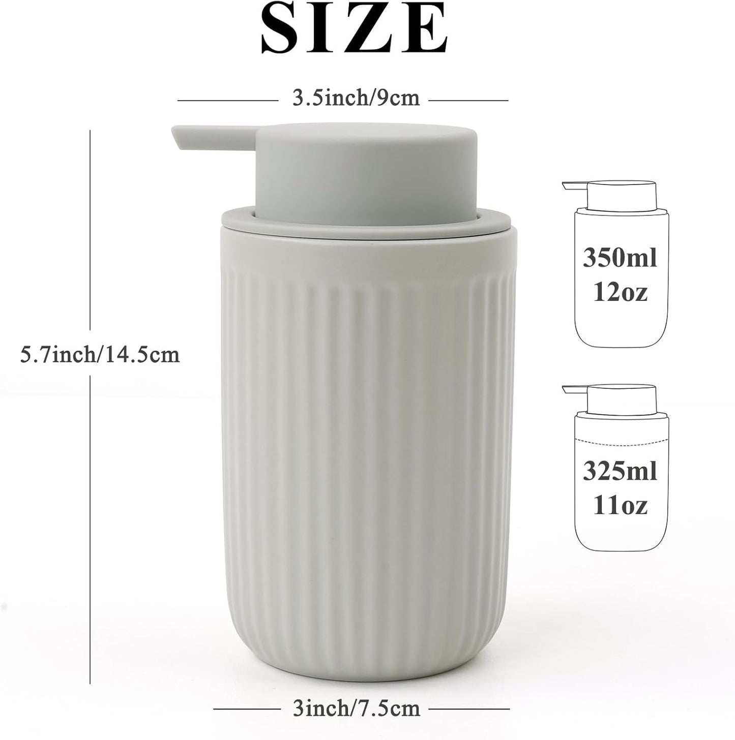 BosilunLife Foam Hand Soap Dispenser - Ceramic Foaming Soap Dispenser for Bathroom 12oz Refillable Liquid Lotion Soap Dispenser with Rust-Proof Foaming Pump for Countertop