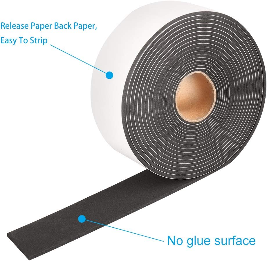 High Density Foam Tape,2 Inch Wide x 1/8 Inch Thick Door Insulation Tape,Adhesive Weather Stripping for Doors Window,Foam Seal Proofing Tape,16 Feet Long