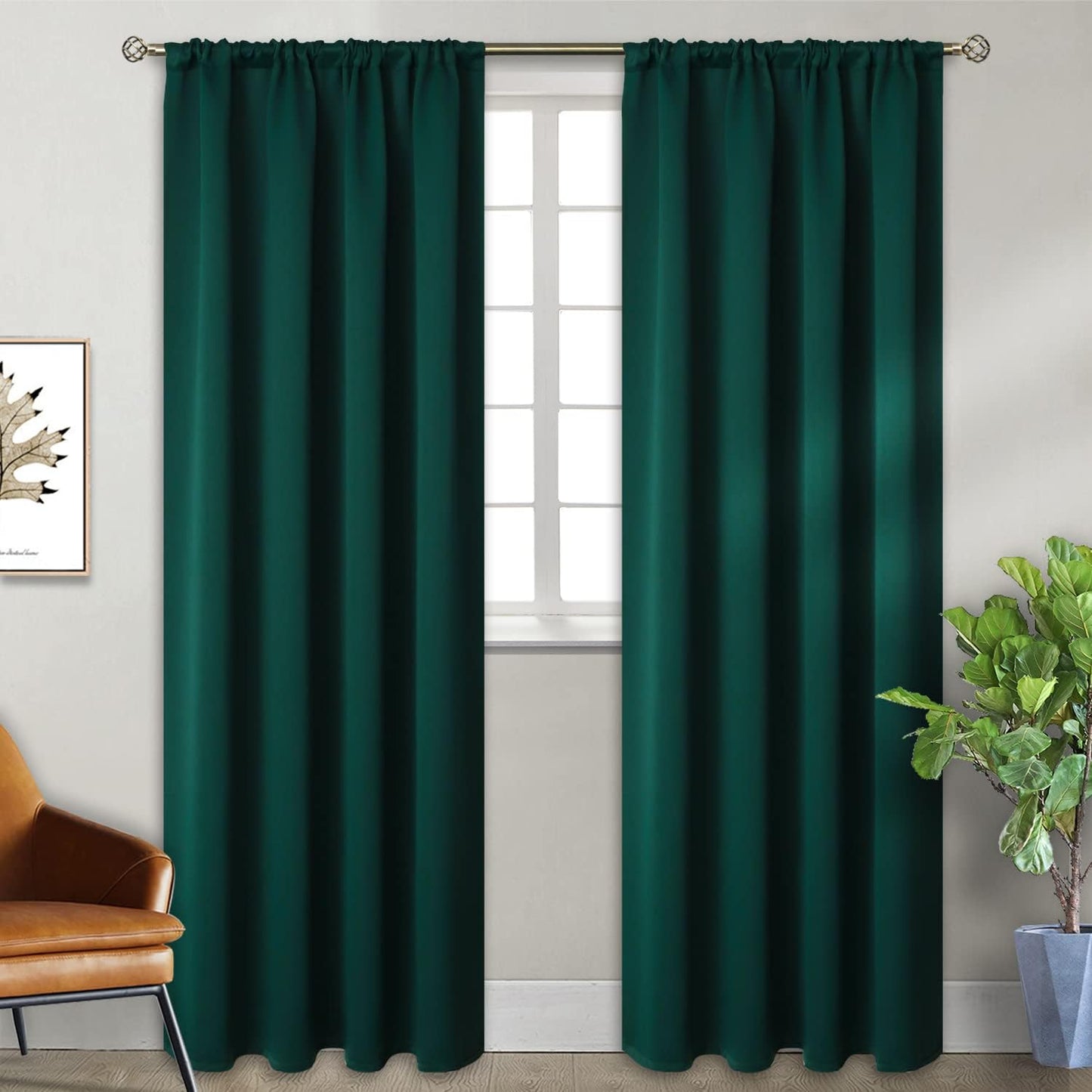 BGment Emerald Green Blackout Curtains 84 Inches Length for Living Room - Thermal Insulated Room Darkening Window Drapes with Rod Pocket Christmas Decor for Bedroom, 52 x 84 Inch, 2 Panels